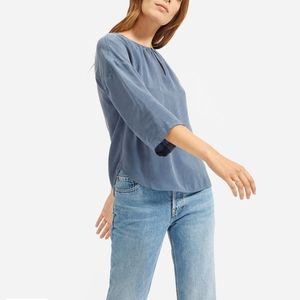 Everlane shirred cupro blouse